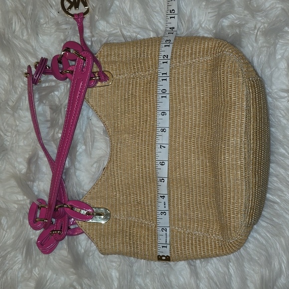 Michael Kors Pink and Tan Woven Shoulder Bag with Braided Straps - Picture 8 of 11